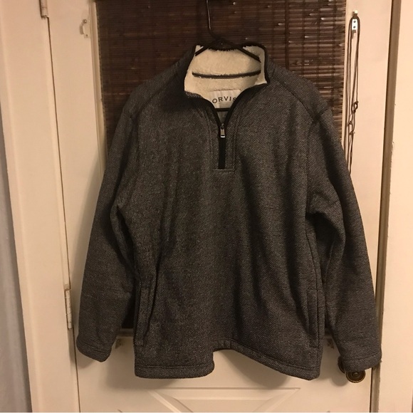 Orvis Mens Sherpa Fleece Lined 1/4 Zip Pullover Sweater L - Picture 1 of 8